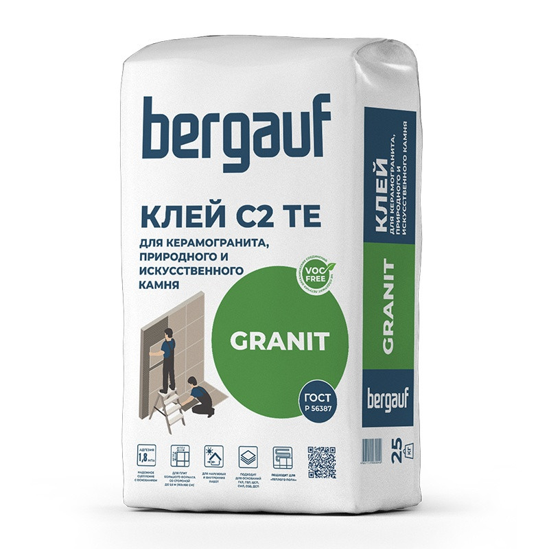 Клей для крупноформатных и тяжелых плит Bergauf Granit (25 кг)