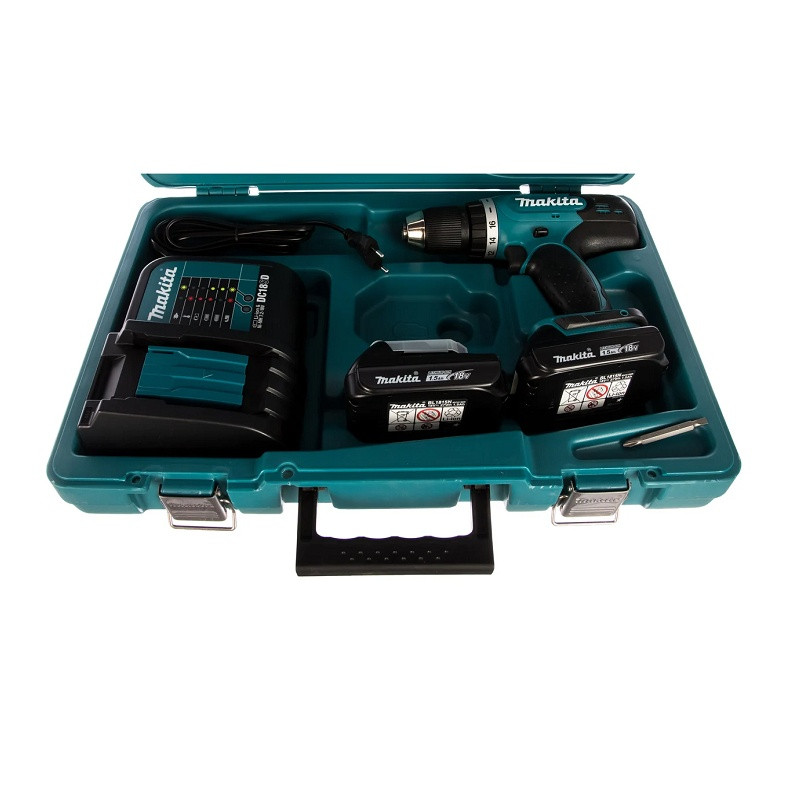 Дрель-шуруповерт Makita DDF453SYE LXT, 2 аккумулятора Li-ion (1,5Ач), 18V, 13 мм, 42 Нм, кейс