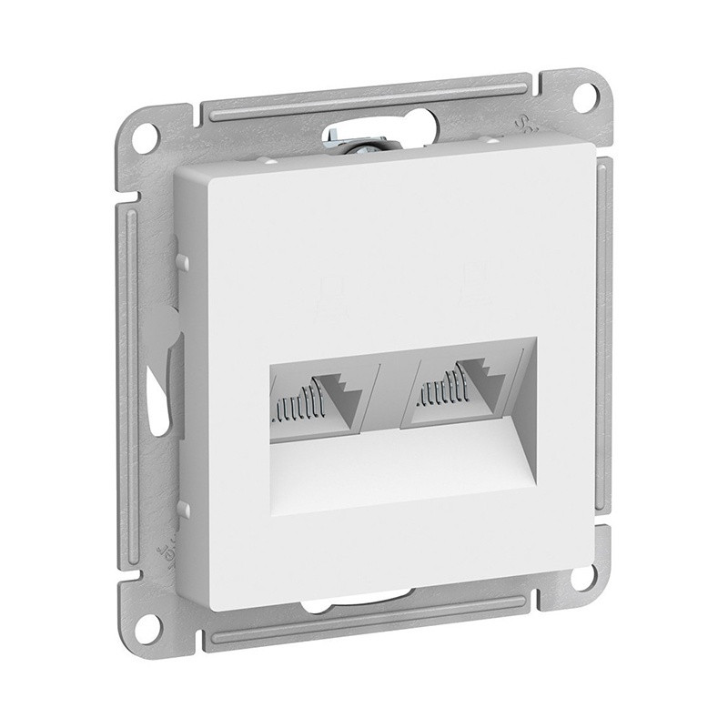Розетка компьютерная RJ-45 с/у Atlasdesign ATN000185, 2 гнезда, белая