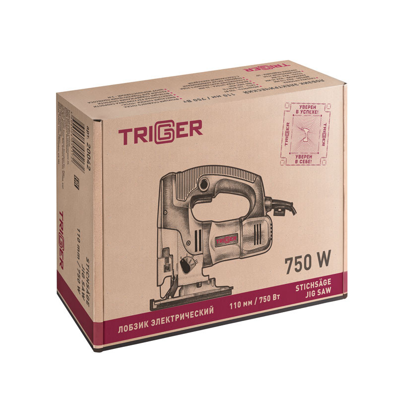 Лобзик сетевой Trigger 20042, 750 Вт, глубина пропила=110/10 мм, L хода штока=26 мм