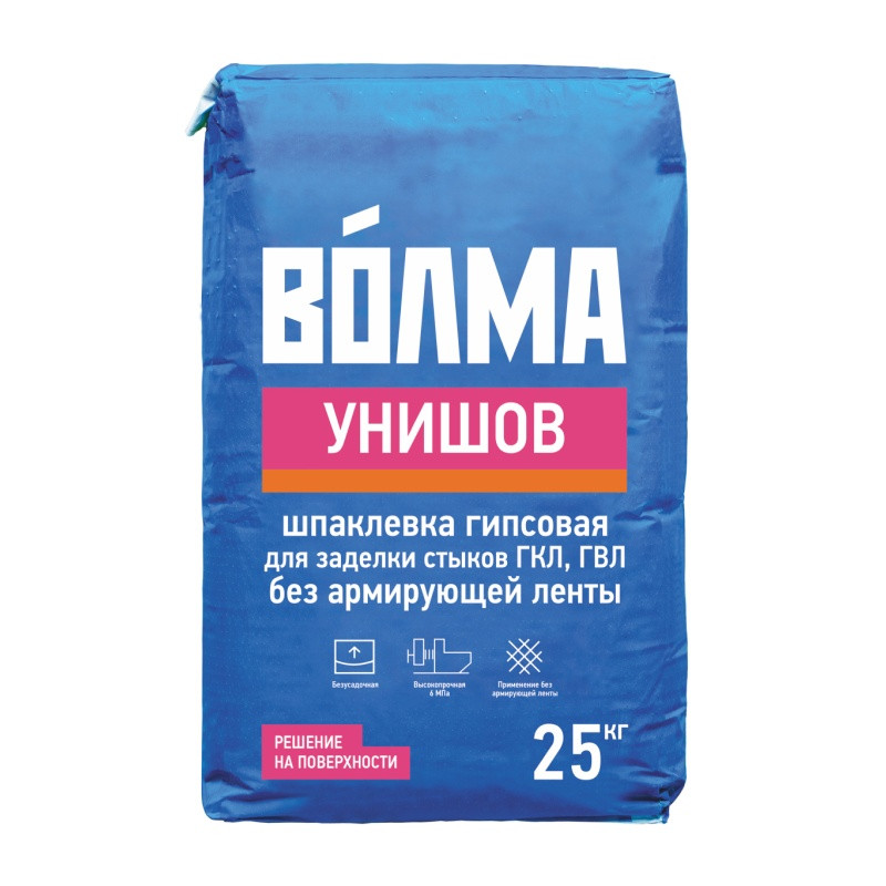 Шпаклевка гипсовая Волма Унишов для заделки стыков, ГКЛ, ГВЛ, 25 кг