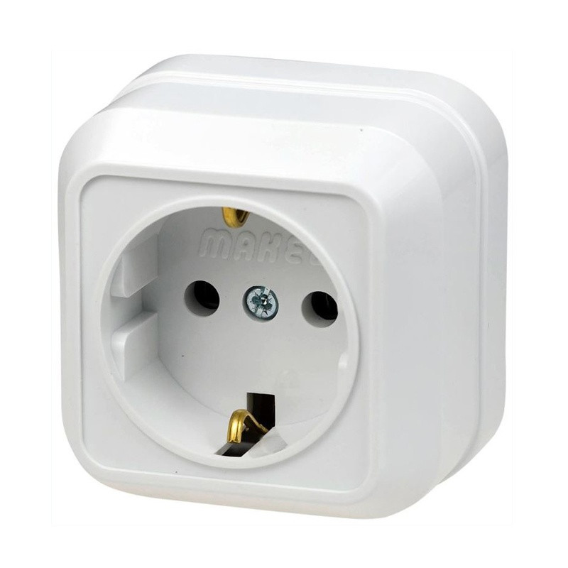 Розетка о/у Makel 45108, 1 гнездо, с/з, белая Розетка о/у Makel 45108, 1 гнездо, с/з, белая