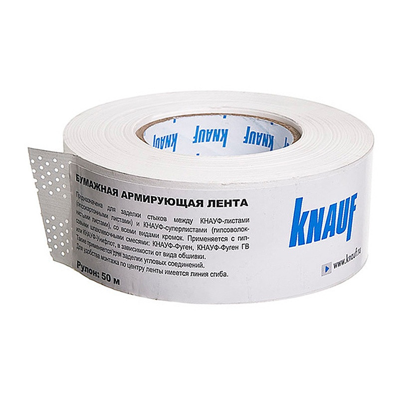 Лента бумажная для швов ГКЛ Knauf, 50 м Лента бумажная для швов ГКЛ Knauf, 50 м