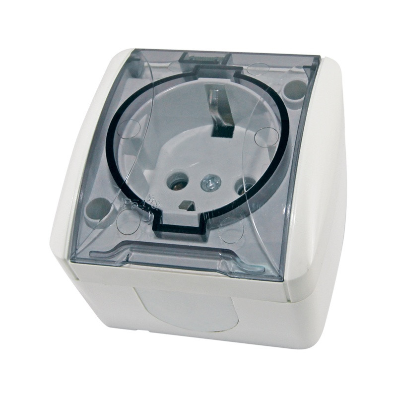 Розетка о/у Селигер SQ1818-0007, 1 гнездо, с/з и крышкой, IP54, белая