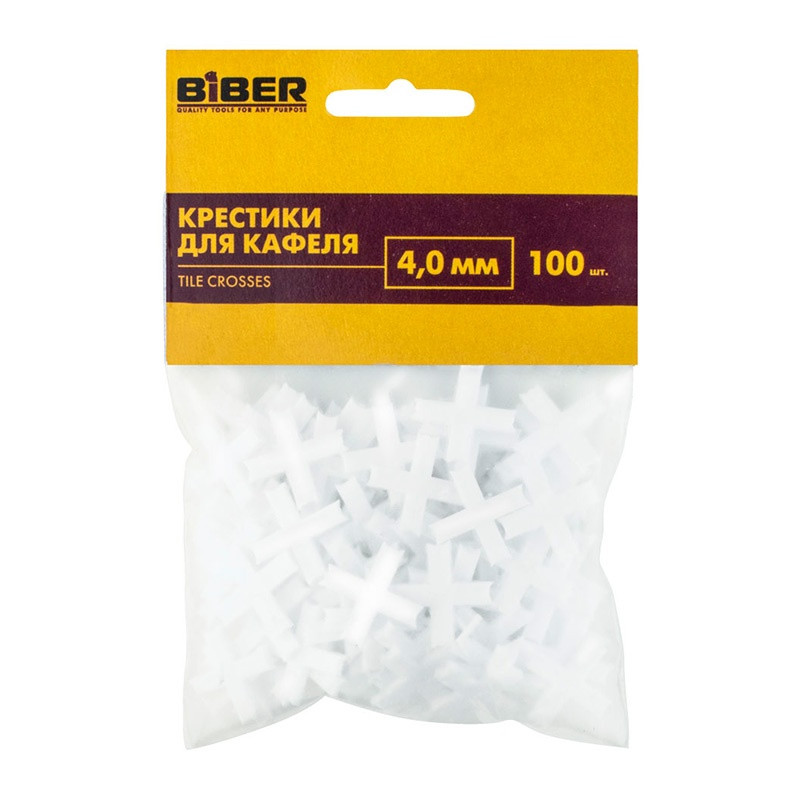 Крестики для кафеля Biber 55605, 4 мм (100 шт.) Крестики для кафеля Biber 55605, 4 мм (100 шт.)