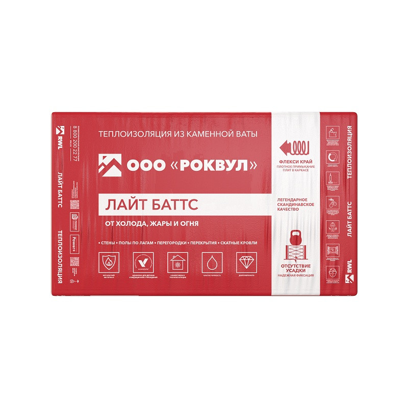 Утеплитель Rockwool Лайт Баттс 1000х600х50 мм, 10 шт