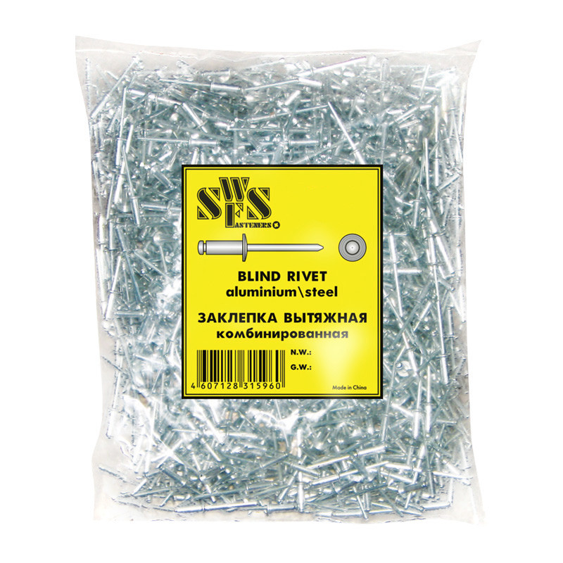 Заклепка вытяжная комбинированная SWFS 4,8х12 (1000 шт) Заклепка вытяжная комбинированная SWFS 4,8х12 (1000 шт)