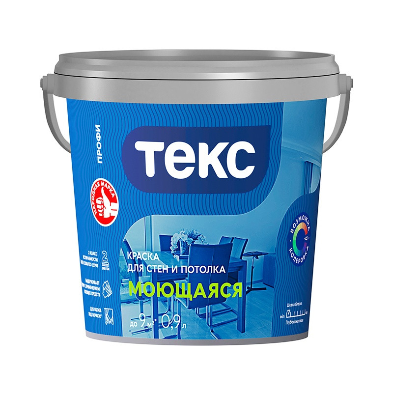 Краска в/д моющаяся Текс Профи основа А (0,9 л)